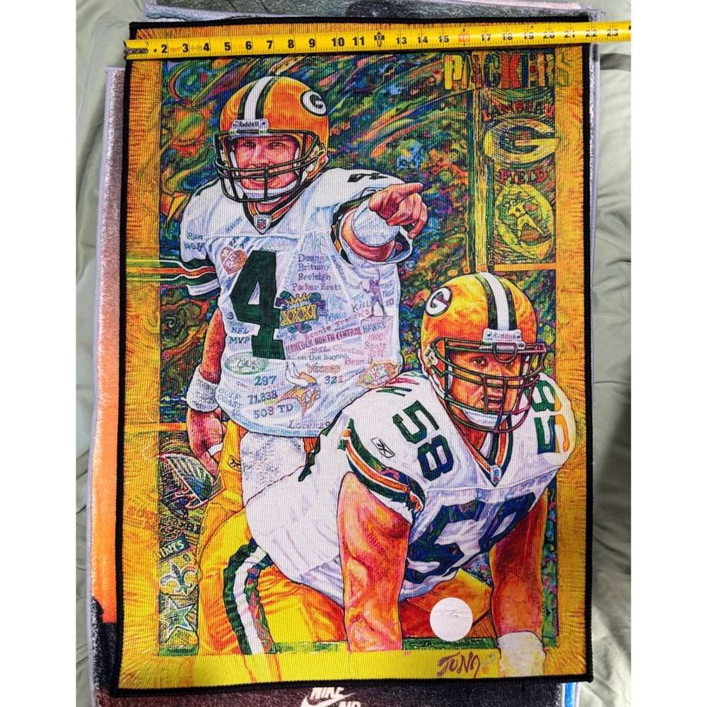 Green Bay Packers Brett Favre Lambeau Field Art Rug 21x31 Multi